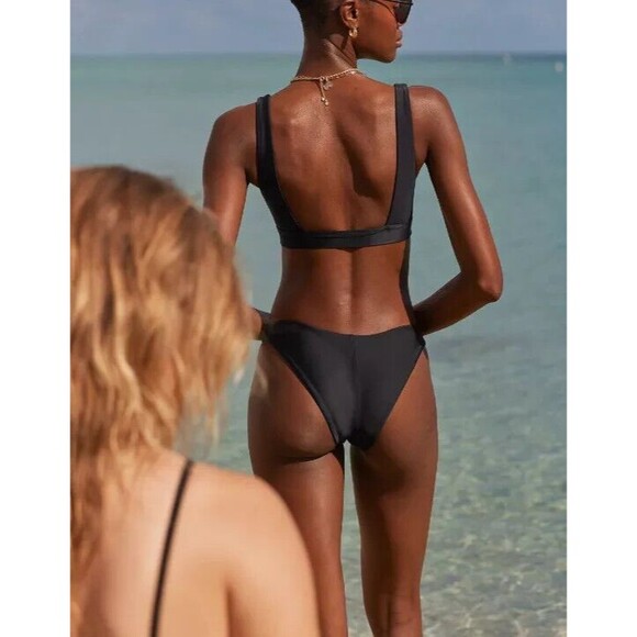 Aerie Bikini Bottom XXL 2XL Super High Cut Cheekiest Black Brazilian Swim AEO - Picture 4 of 12